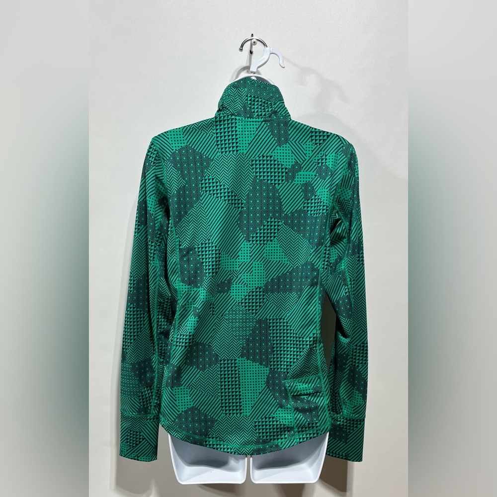 Brooks Run Happy Green Geometric Patterned Quarter Zip Women’s Size Small - Picture 3 of 7